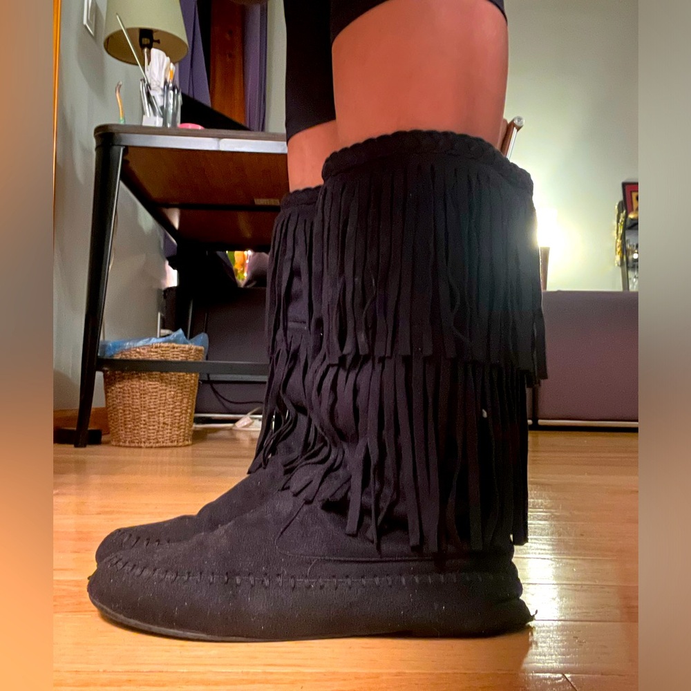 Mid calf high Moccasins | Black | Women size 10